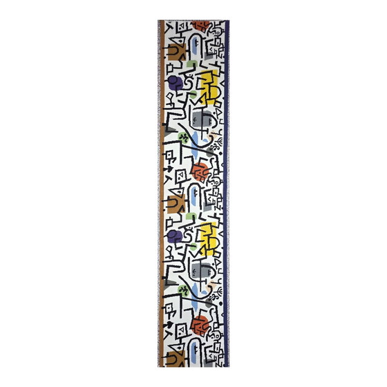 Image 1 of Tapis tissé en laine et coton style Paul Klee : Tapis Rich Harbour Gallery (80x415cm)