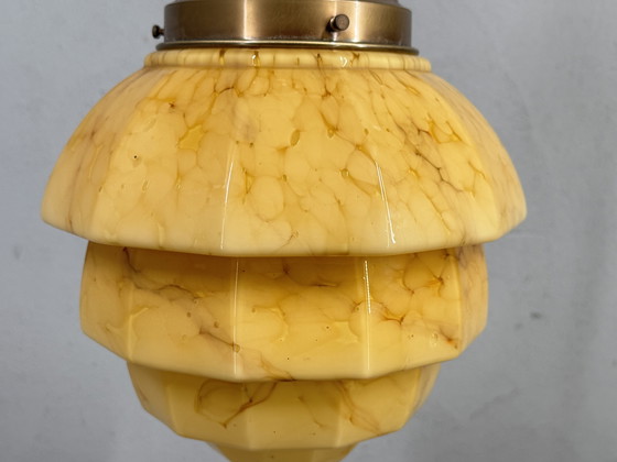 Image 1 of Lampada a sospensione marmorizzata Art Déco