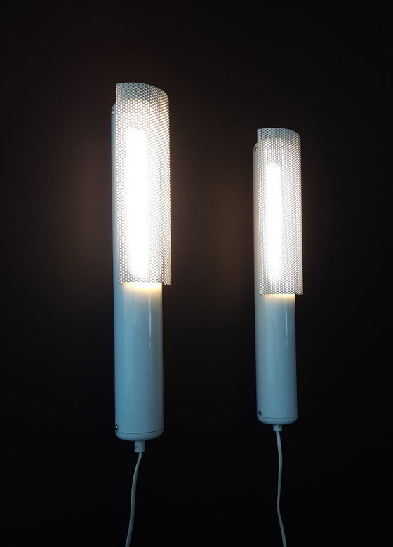 Image 1 of 1 de 2 apliques WOJA perforados de metal blanco de los años 80; ¡hay 2 disponibles!