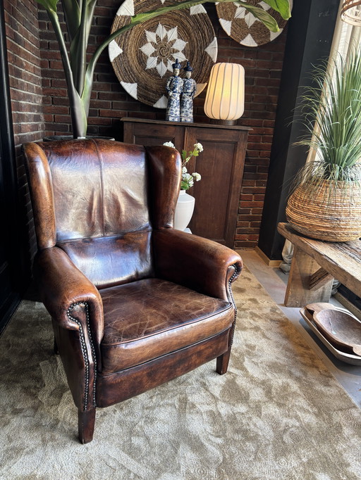 Schapenleren Oorfauteuil