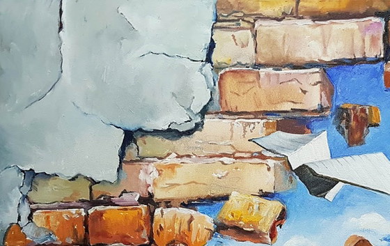 Original Oil Painting Modern Art Landscape Sky The Wall – Paintings & Drawings, Canvas (photo 4 of 7)