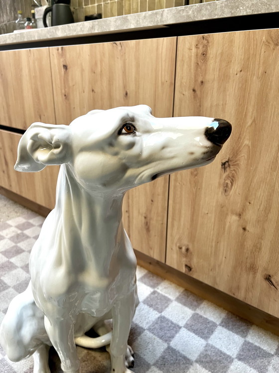 Image 1 of Statua vintage di levriero XL, realizzata in Italia.