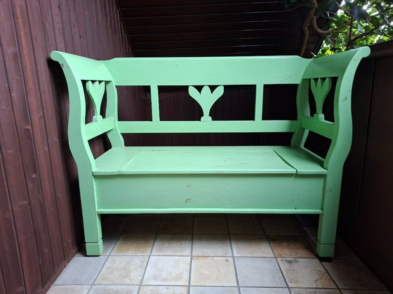 Image 1 of Panca Biedermeier / Panca svedese color verde menta