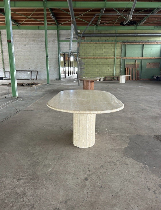 Image 1 of Large vintage Travertine dining table