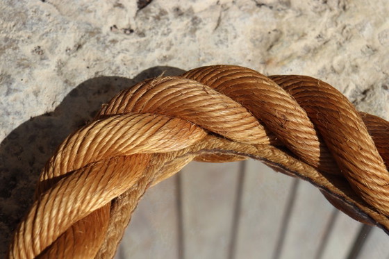 Image 1 of Vintage Oval Rope Mirror by Audoux & Minet, 1950