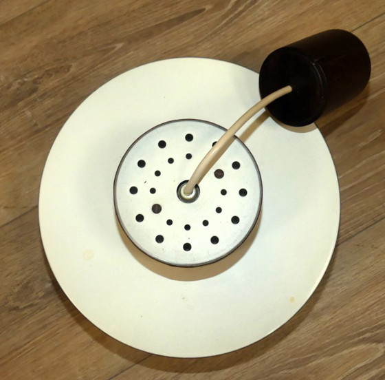 Image 1 of elegante pequeña lámpara colgante años 60 lámpara de techo teca cristal opal