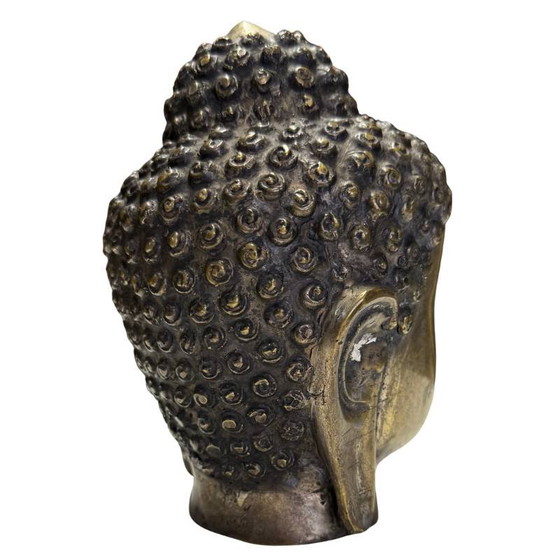 Gilded bronze Buddha head from Burma – Mandalay style – Sculpture (photo 4 of 9)