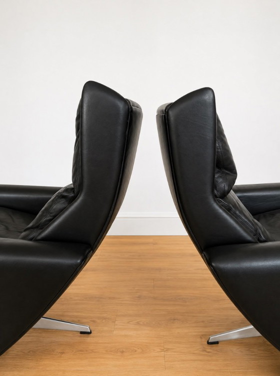 Poltrone lounge vintage danesi Georg Thams in pelle nera, anni '70 – Leather (photo 4 of 7)