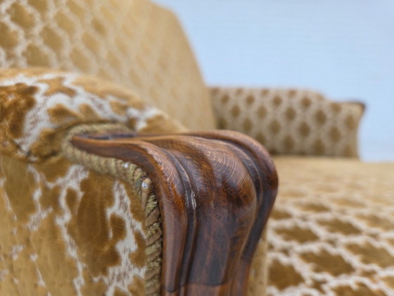 Image 1 of 1950s Danish Relax Chair, Furniture Velour, Carved Ash Wood