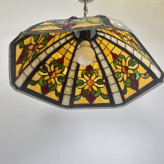 Image 1 of Tiffany-style stained glass pendant light – 40 cm diameter