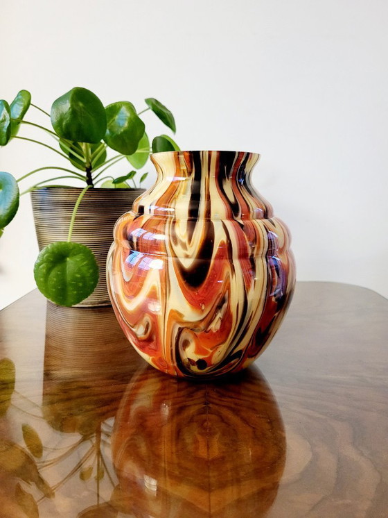 Image 1 of Art deco opaline glazen vaas, Verreries de Scailmont, Henri Heemskerk, België