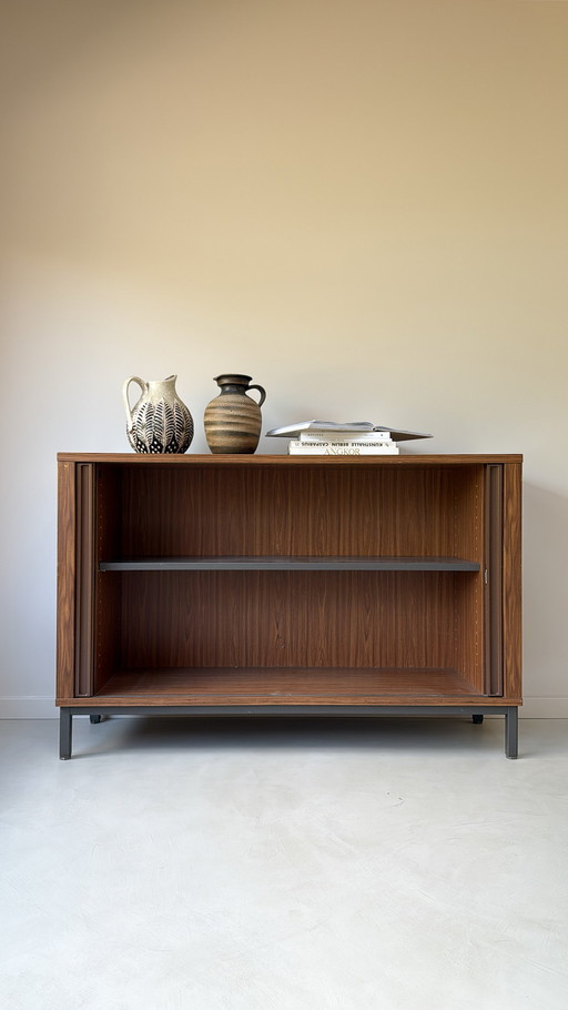 Vintage wooden sideboard with tambour doors
