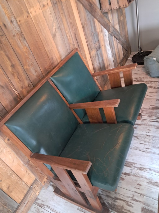 Sièges de cinéma vintage – bankjes, Wood, Leather (photo 2 of 4)