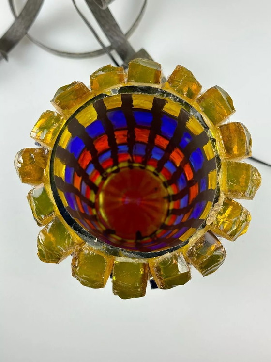 Image 1 of 60er 70er Jahre Brutalistische Stehlampe Eisen & Glas Stehleuchte Mid Century