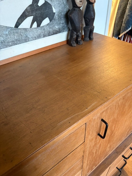 Image 1 of Twee Eiken Vintage Modernist Ladekasten Uit Drukkerij