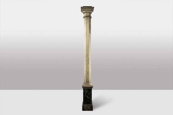 Image 1 of Pair of columns in wood painted to imitate marble. 1880s.