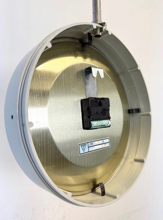 Image 1 of Grey Industrial Bakelite Double Sided Factory Clock from Pragotron, 1980s