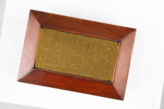 Image 1 of Scatola da cucito Art Déco francese con coperchio giallo, anni '900