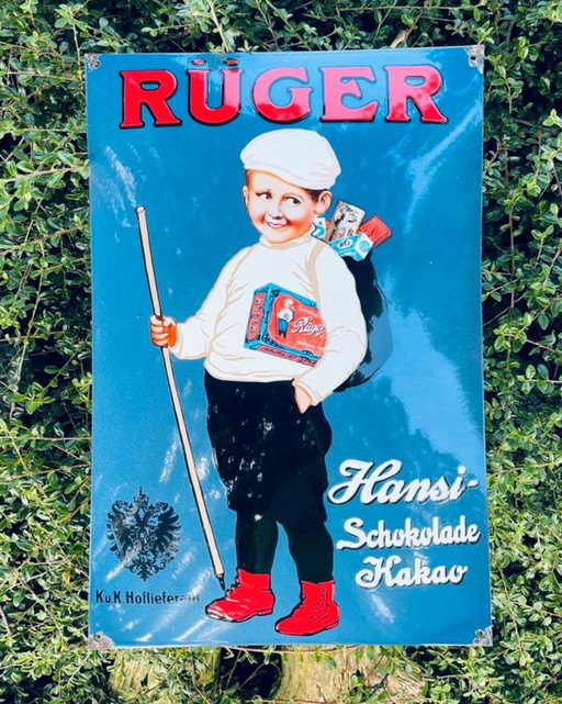 Enamel sign Hansi Rüger