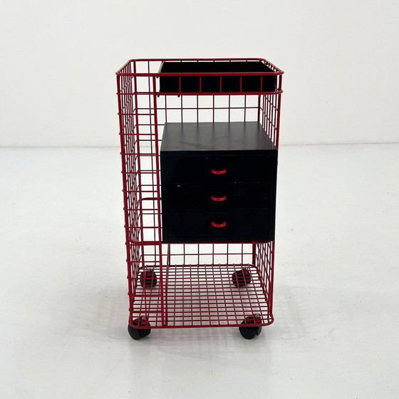 Image 1 of Cassettiera in filo metallico su ruote, anni '80