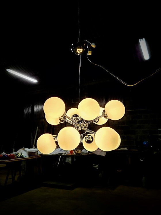 Image 1 of Lampadario Sputnik con 12 globi - cromato anni '70