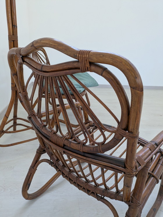 Image 1 of Salon en bambou - Fauteuils, table basse et porte-manteau - Vintage