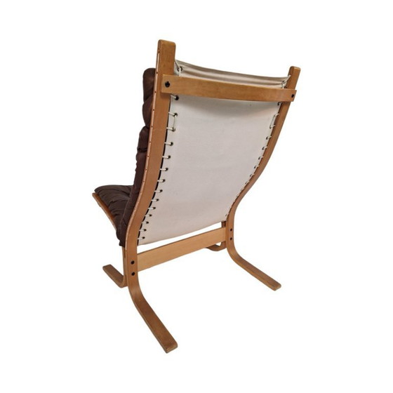 Image 1 of Ingmar Reling per Westnofa - Sedia Siesta - Sedia a fionda in bengala - Pelle marrone