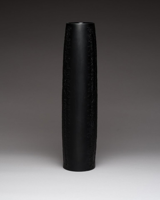 Image 1 of Zeldzame Martin Freyer Rosenthal Bisque Porcelaine Noire Vaas Duo Brutalist Op-Art