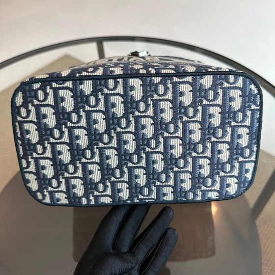 Image 1 of DIOR VANITY OBLIQUE EMBROIDERY TOP HANDLE CAG IN JACQUARD BLUE SHW