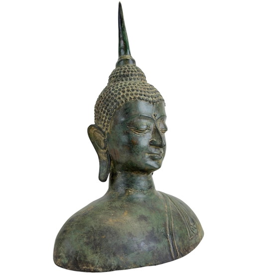 Busto de Bronce de Buda estilo Sukhothai – Tailandia, Siglo XX – Esculturas, Bronze (photo 2 of 11)