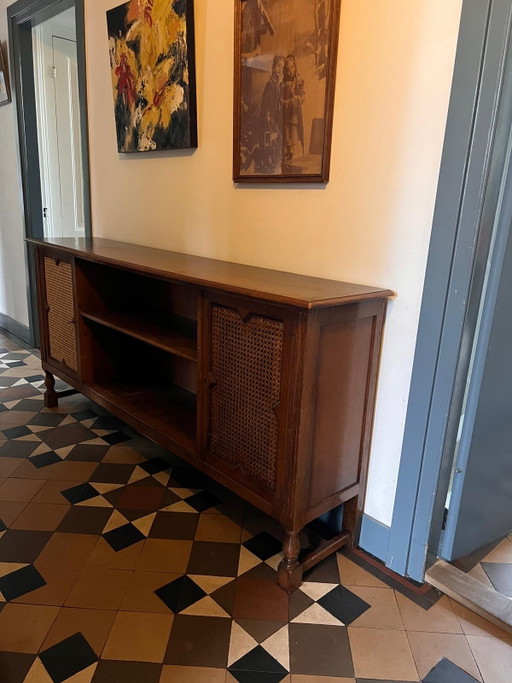 Pander & Zonen Vintage Sideboard / Dresser with Rattan Doors – Approx. 1940s – dressoirs, Wood