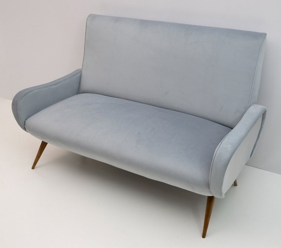 Image 1 of Marco Zanuso Stijl Mid Century Moderne Fluwelen Sofa "Lady", jaren 50