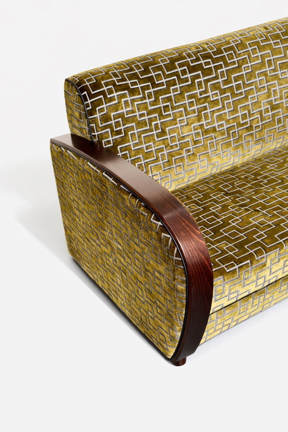 Image 1 of Art-déco-Sofa Bankgrüner Samt