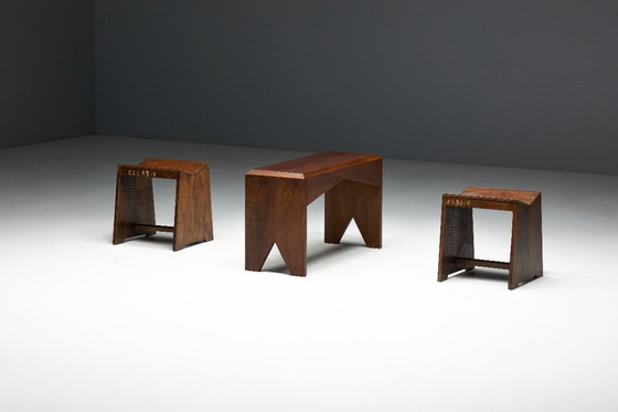 Image 1 of Mid-Century Walnut Bench, France, Late 20th Century