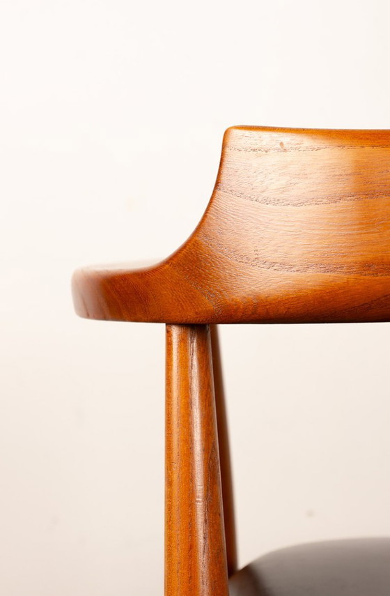 Image 1 of Sedia da ufficio in olmo massiccio e skai, prima edizione, modello ST 750 Arne Wahl Iversen per Niels Eilersen 1959.