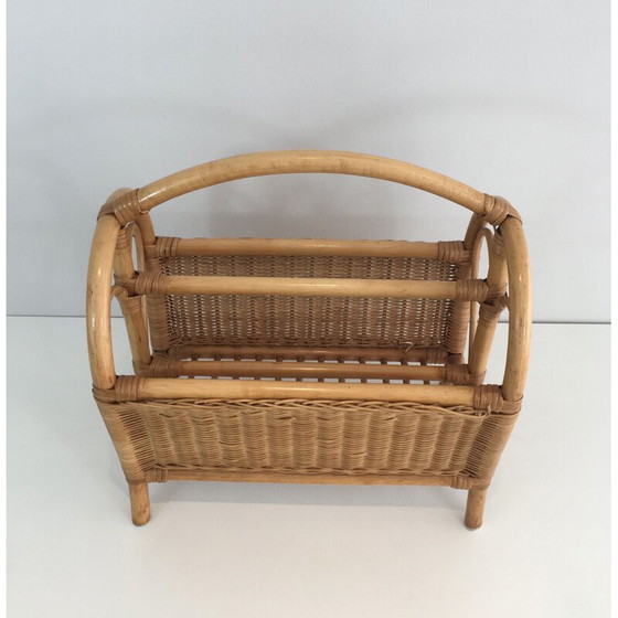 Image 1 of Vintage Rattan magazine rack 1970