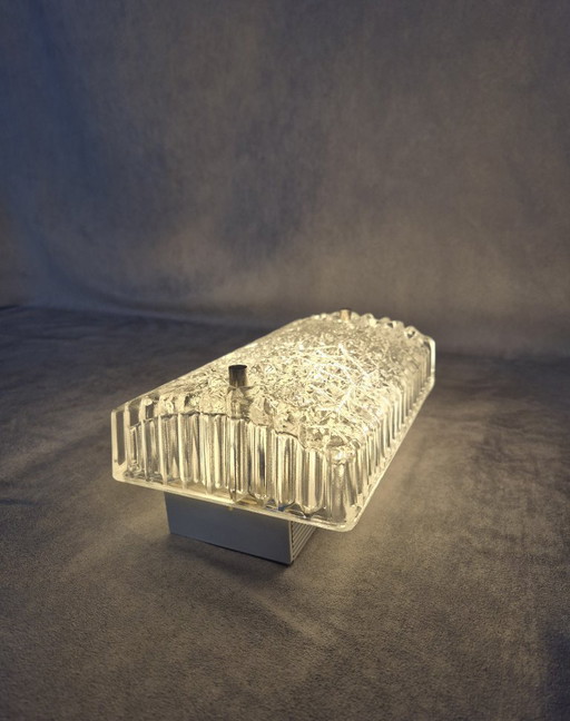 Vintage Hoffmeister Wall Lamp 45266 Z – 1980s Ice-Glass Sconce, German Design, Excellent Look