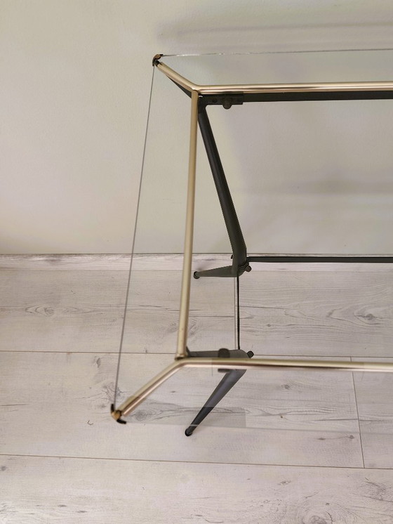 Image 1 of Antique side table in glass and metal