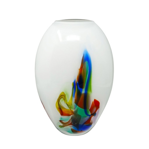 Vase magnifique des années 1970 fait à la main en verre de Murano, fabriqué en Italie