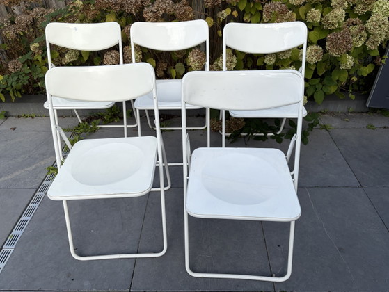 5 Sedie pieghevoli Vintage IKEA TED Niels Gammelgaard, Metallo, Plastica, Bianco (foto 2 di 15)