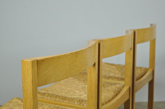 Image 1 of Chaises de salle à manger vintage en chêne et osier en DUTCH DESIGN (6) par Gerard Geytenbeek, 1960s