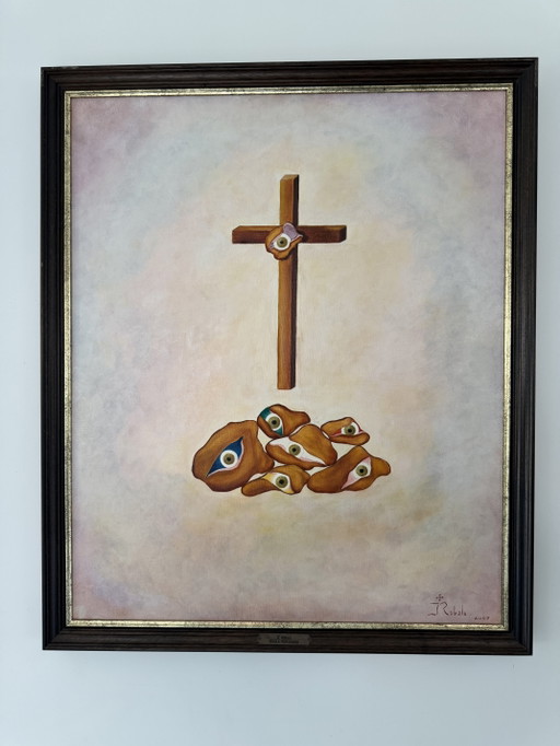 Beautiful original painting J. Robalo – 2005 – signed – schilderijen tekeningen, Wood, Canvas (photo 2 of 8)