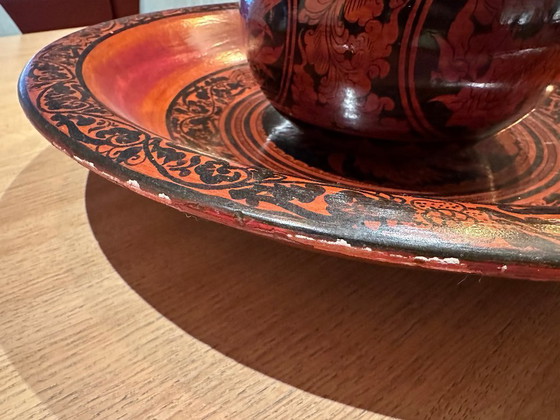 Image 1 of Burmese lacquerware bowl and pot