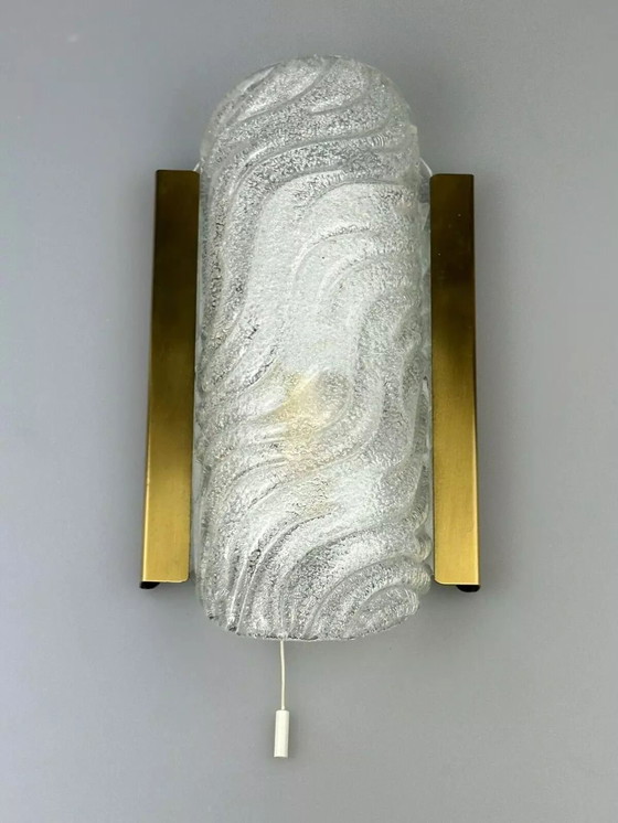 Image 1 of 60s 70s wall lamp Fischer Leuchten Germany Wall Sconce Ice Glass Design