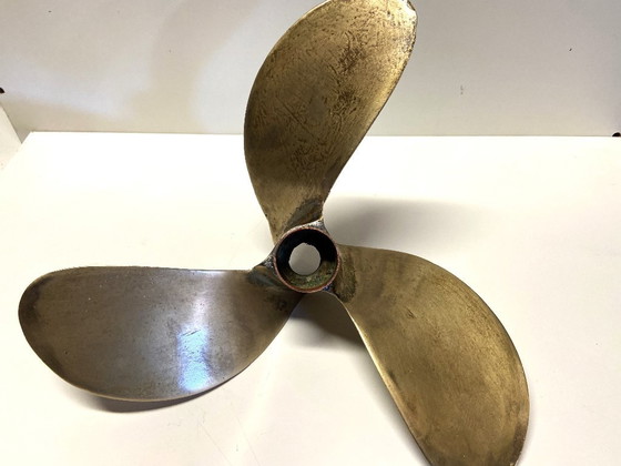 Antique Marine Three-Blade Boat Propeller Solid Bronze Early 1900s Collector, Decorative Objects, Gold (photo 7 of 12)