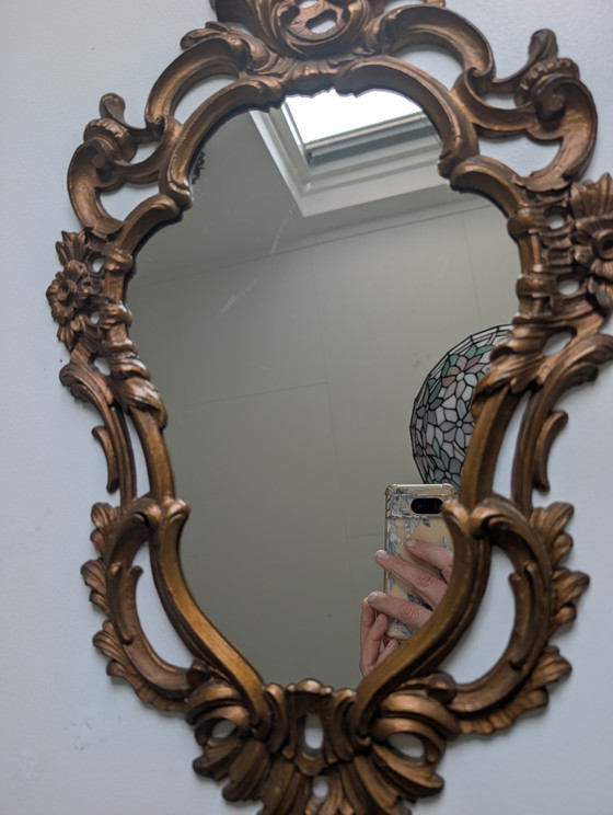Image 1 of Bellissimo specchio antico con intagli in legno dipinti 62/33