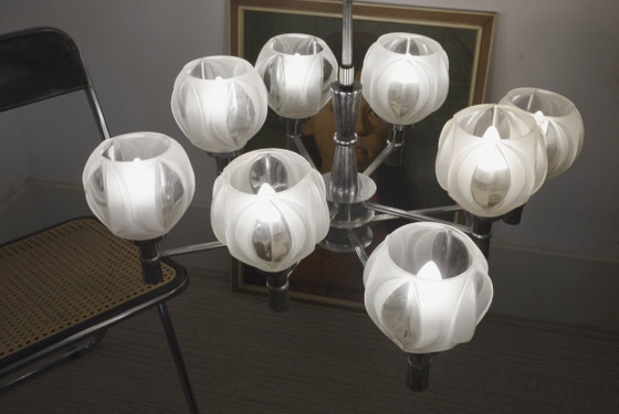 Sputnik Chandelier 8 Light Mid Century Chrome Faceted Glass Globes Ceiling Lamp Space Age Atomic – Metal (photo 26 of 52)