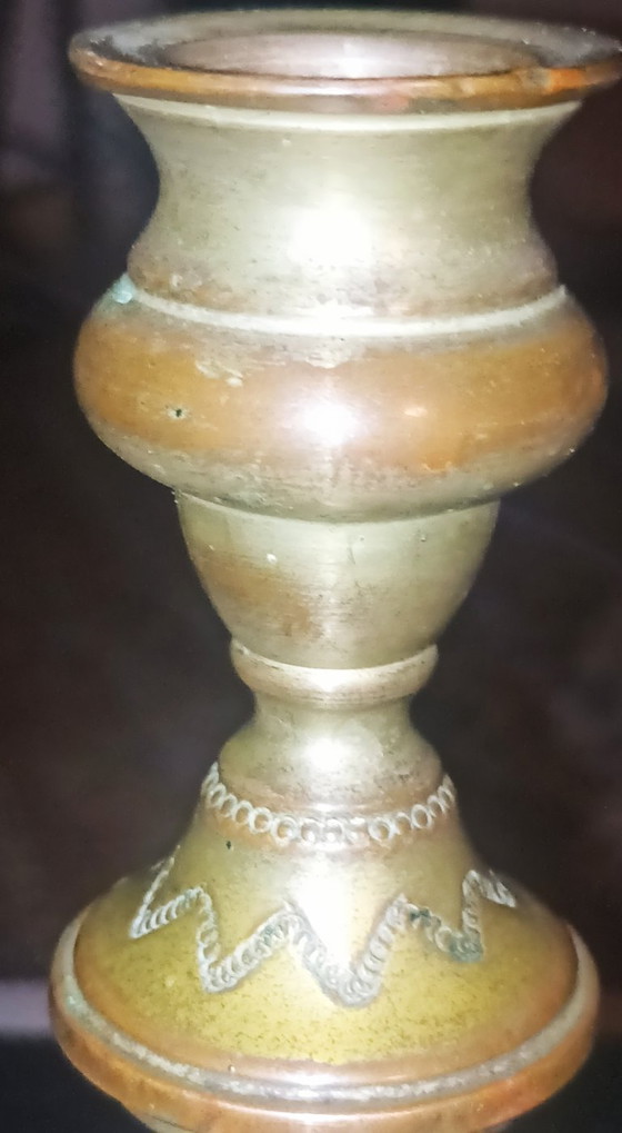 Image 1 of candelabro Bezalel Jerusalem unico - bronzo multitono - Boris Schatz (ca 1920)