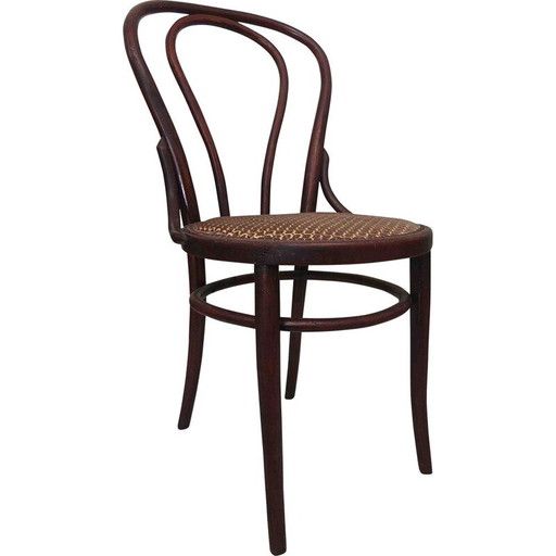 Sedia vintage in legno curvato e velluto di Gehr Terlinden