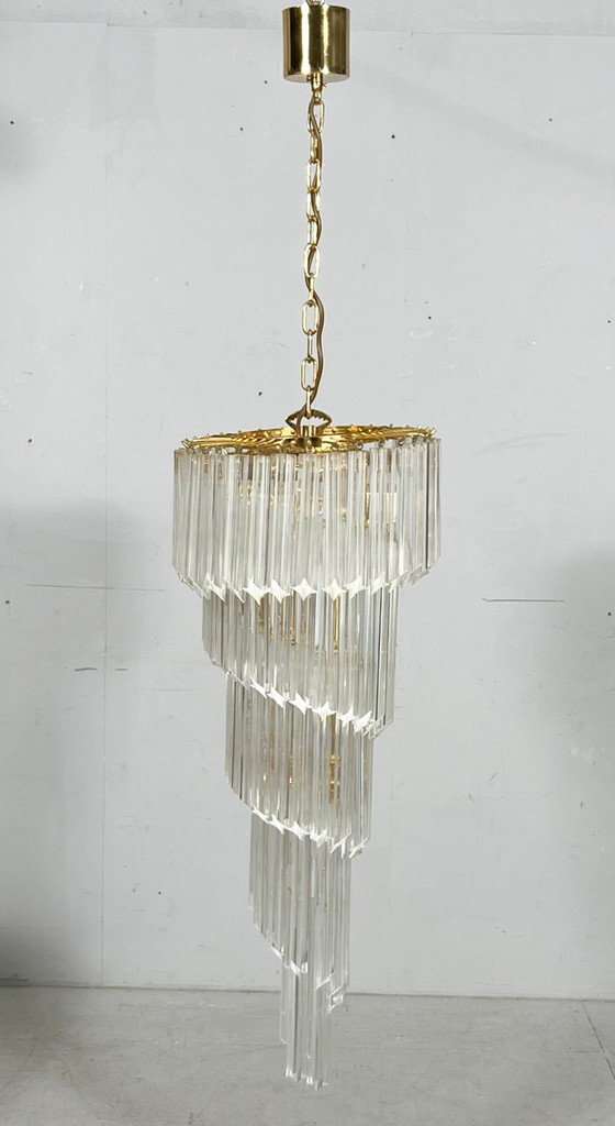 Image 1 of  Gran araña/lámpara de techo de Paolo Venini, cascada, cristal de Murano, Italia, años 70